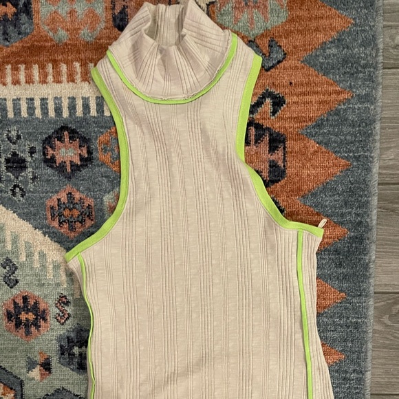We The Free, turtle neck tank top. Size XS, tan with neon green detail, NWT• - Picture 6 of 15